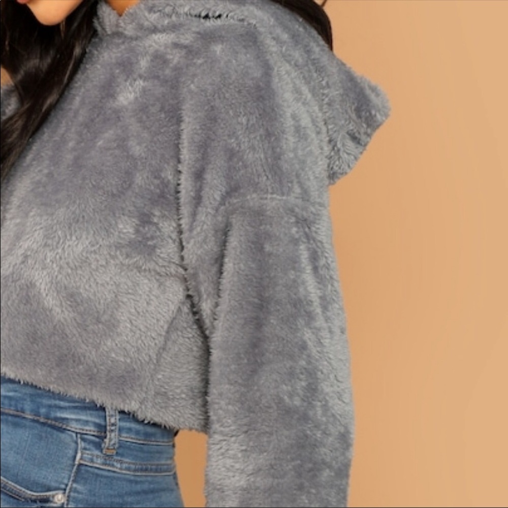 SOLD- NEW Gray Cropped Hoodie - Picture 5 of 5